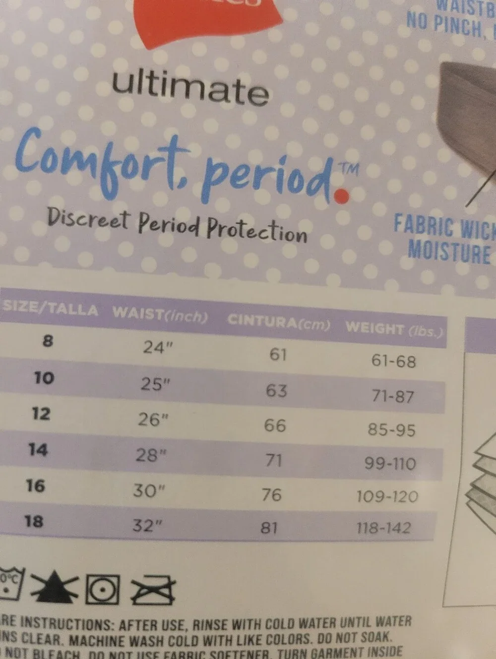 4 Hipsters Hanes Girls' Period Briefs